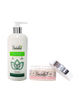 Embellish Skin Care Daily Moisturizing Body Cream and Whipped Rose Body Polish